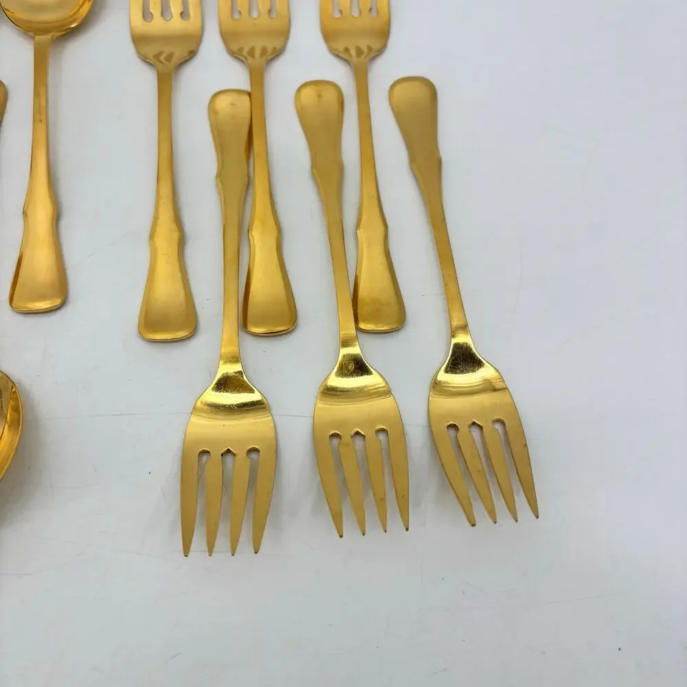 Northland Stainless Gold Spoons Forks Japan 18 Pcs Cottagecore